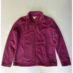 Bass Pro Shops Fleece Jacket Full‎ Zip Pockets Burgundy Plum Medium